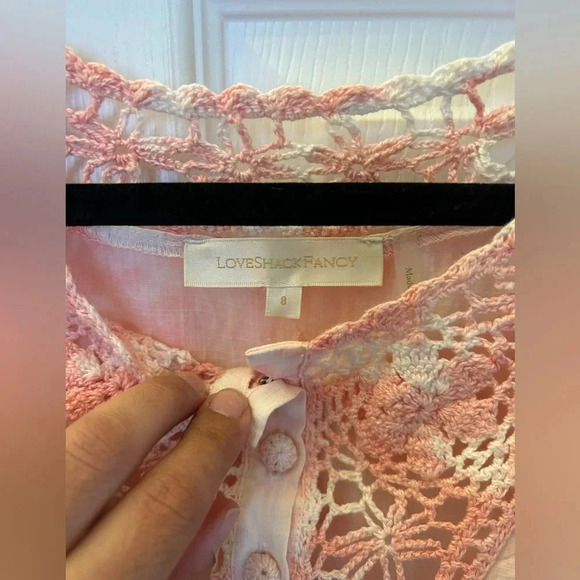 Loveshackfancy Divine Hand dyed Crochet Dress Pink Party size 8 - Picture 5 of 6